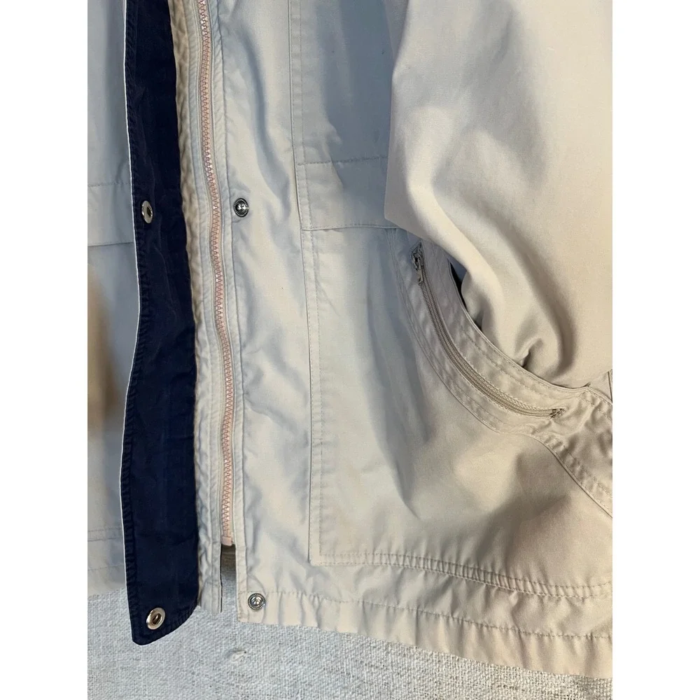 London Fog Limited Edition Jacket Beige Tan Navy Collar Mens Large Harrington